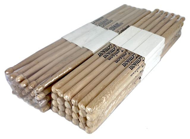 24 PAIRS - 5A WOOD TIP NATURAL MAPLE DRUMSTICKS - PRO 48 DRUM STICKS NEW