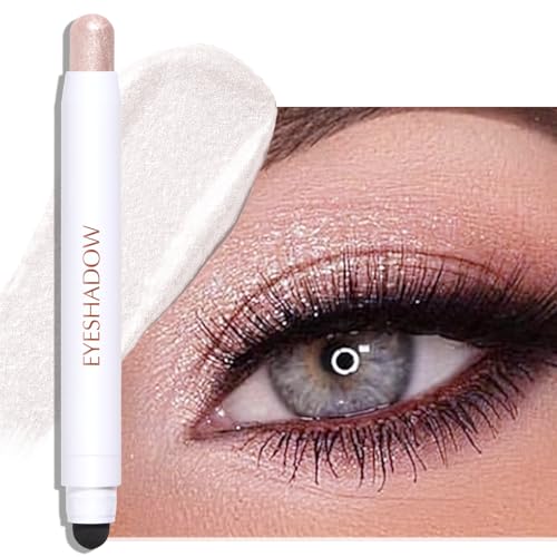 Wugbc Eyeshadow Stick, Nude Beige Matte Cream Eyeshadow Long-Lasting Crease-Proof Neutral Eye Brightener Shadow Eyeliner Pencil High Pigmented Highlighter Makeup Crayon with Blending Brush