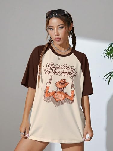 Image of JUNEBERRY 100% Pure Cotton, Pack of 2,Round Neck, Oversized Loose,Drop Shoulder,Graphic Printed, Half Sleeve T-Shirts for Women & Girls, in Different Colors, with Sizes Range from S to 2XL.