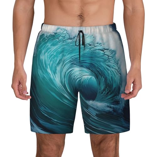 Bañador transpirable de hombre para surf y fitness con diseño de olas de secado rápido