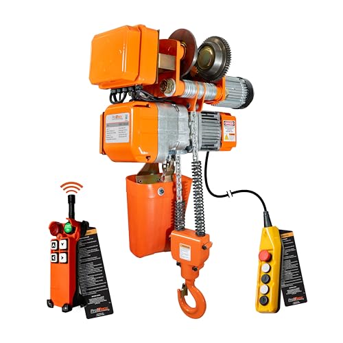 Prowinch 1 ton 2200 lb 110V 1 Speed Electric Chain Hoist Power Trolley 20 ft. G80 Chain H2 Duty Wireless