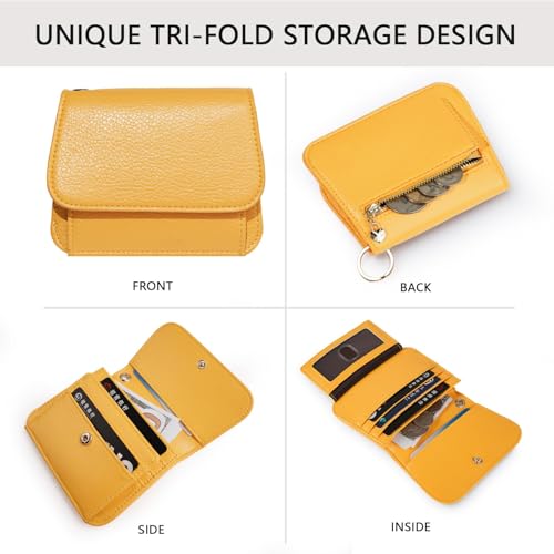 Image of Keychain Wallet for Women,RFID Wristlet Wallet with Beaded Strap | Tri-Fold Design,6 Card Slots,ID Window,Zipper Coin Pocket,Lightweight Carry