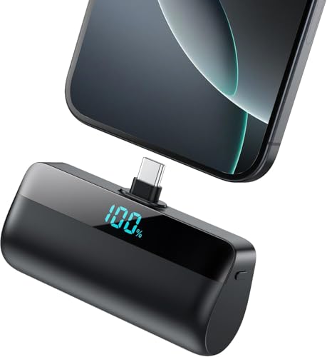 Mini Power Bank 5200mAh for iPhone 15/16 [2025 Upgraded] PD USB C Fast charging portable charger Compact LCD Display Battery Pack Compatible with iPhone 16/16 Pro Max/15 Series Galaxy Android etc