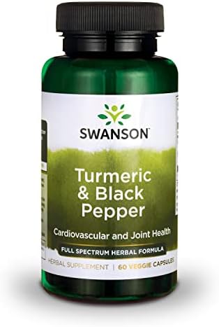 Swanson Turmeric & Black Pepper - Organic Joint Health, Heart Health, Digestion, & Liver Support Supplement - Natural Formula for Enhanced Bioavailability & Absorption - (60 Veggie Capsules)