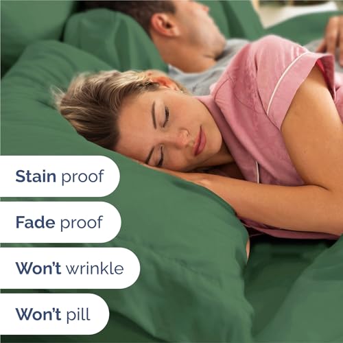 Image of Split King 7 Piece Bed Sheet Set - Breathable & Cooling - Emerald Green