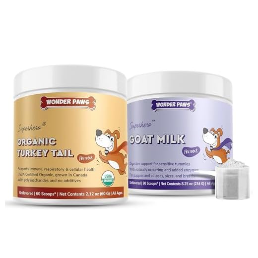 Organic Turkey Tail Powder Plus Goat Milk Powder - for Dog’s Immune Support, Respiratory Health, Allergies & Overall Wellness – Turkey Tail 60 Scoops - Goat Milk 90 Scoops