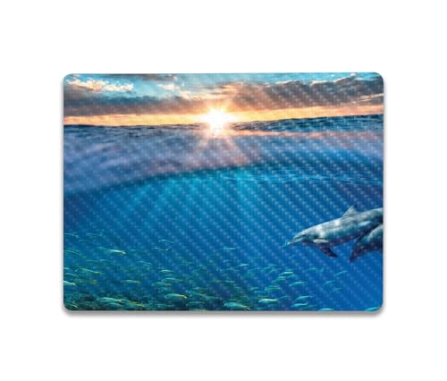 Image of MightySkins Carbon Fiber Skin Compatible with Microsoft Surface Laptop Go 3 (2023) Full Wrap Kit - Tranquil Swim | Protective, Durable Textured Carbon Fiber Finish | Made in The USA