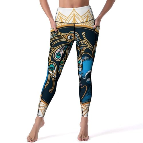 Legging femmes Paon Doré sport et yoga taille haute taille S