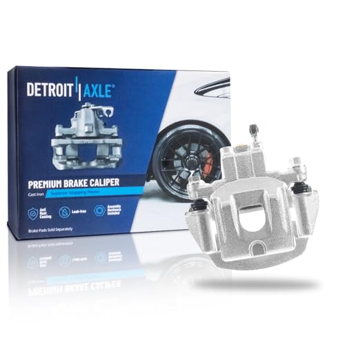 Image of Detroit Axle - Rear Right Brake Caliper for 04-06 RX330, 07-09 RX350, 06-08 | RX400h, 06-07 Toyota Highlander Hybrid Disc Brake Caliper w /Bracket Replacement Passenger Side Assembly