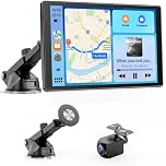 Avylet Écran CarPlay Voiture 8" Portable, CarPlay & Android Auto sans Fil, Écran Tactile IPS HD, Mirror Link et Mise à Jour OTA, Caméra de recul AHD 1080P, Bluetooth, Navigation GPS, Commande Vocale