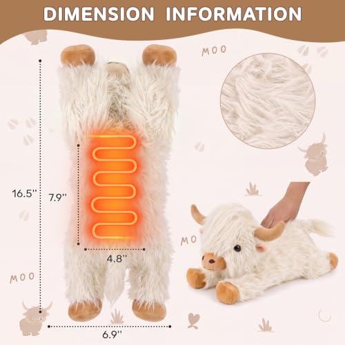 Image of Highland Cow Heating Pad for Period Cramps, Heated Plush Stuffed Animals | Menstrual Pain Relief Portable Electric Heat Pad,Teen Girl Gifts Trendy Stuff,Gift for Women Teenage Girls Highlandcow Lovers