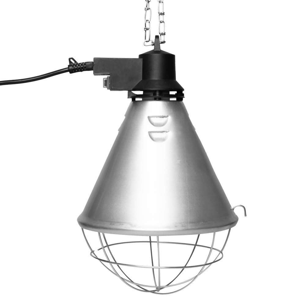 NCC-Licht Lampe d'élevage - Lampe chauffante infrarouge - Lumière rouge PAR38 - 100 W - Pour animaux, poules, porcelets - Panier de protection + interrupteur économique, câble et prise de 5 m