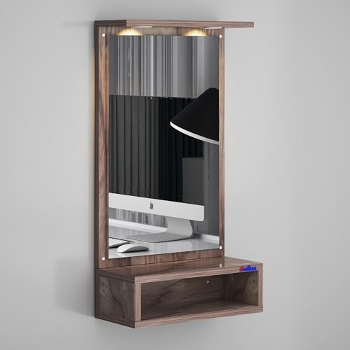 Image of Anikaa Jinny LED Light Wall Hanging Dressing Mirror Home Decor Wall Mirror Decorative Wall Mirror for Living Room Bedroom - Coachwood (D.I.Y - Do-It-Yourself)