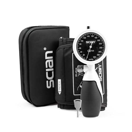 SCIAN Manuelles Blutdruckmessgerät, Aneroid Sphygmomanometer zur Messung am Oberarm mit europäischer Manschette (22-42 cm), inklusive Tragetasche für Krankenpfleger, Ärzte, Senioren, Erwachsene, Weiß SCIAN Manuelles Blutdruckmessgerät, Aneroid Sphygmomanometer zur Messung am Oberarm mit europäischer Manschette (22-42 cm), inklusive Tragetasche für Krankenpfleger, Ärzte, Senioren, Erwachsene, Weiß
