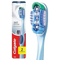 Colgate 360° Deep Clean Medium Manual Toothbrush (Pack of 2), Medium Bristles, 4 in 1 Bacteria Removal from Teeth, Tongue, Cheeks, Gums