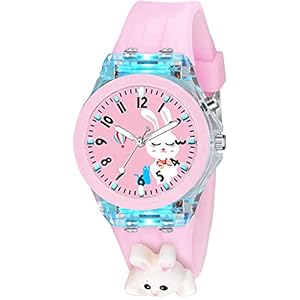 SWADESI STUFF Cute Cartoon Multi Color Lights Rubber Strap Kids Analog Watch for Girls (Rebit)