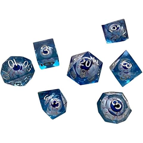 seeyoung Death Peeping Eyes Liquid Core Handmade Dice Set, D-N-D Rotating Death Peeper Eye Dice Set, Polyhedral Liquid Core Eye Dice, Perfect for D-N-D Tabletop Roleplaying Game, Blue, G92741 Cover