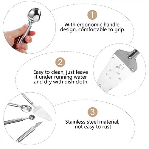 4 Pcs Ferramentas De Sorvete Cortador De Legumes Colheres De Frutas Colher De Molho Escultor De Frut