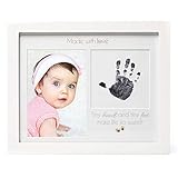 1Dino Premium Baby Hand Print or Foot Print Kit - 11'x 9' White Wood Baby Picture Frame - Includes...