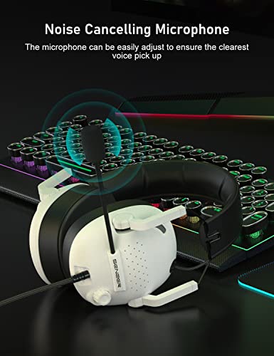 Image of SENZER SG500 Surround Sound Pro Gaming Headset with Noise Cancelling Microphone - Soft Memory Foam Padding - Portable Foldable Headphones for PC, PS4, PS5, Xbox One, Switch - White