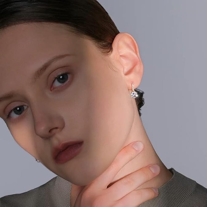 14K Gold Dangle Earrings for Women Stylish Leverback Drop Earring with Cubic Zirconia Jewelry Gifts for Women Mom Her - Image 3