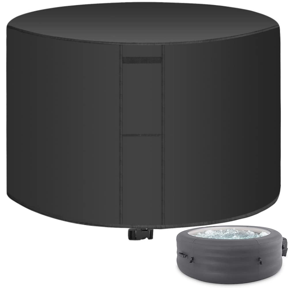 Round Garden Patio Furniture Dining Table Chair Set Covers Skyour Waterproof Outdoor Portable Inflatable Hot Tub Spa Cover Protector Bathtub Pool Dust Furnitures Cover (110x43in)