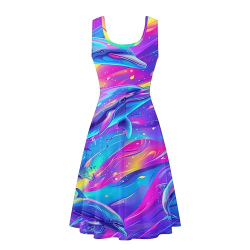 Image of Dreaweet Casual Sleeveless Dresses for Women Girls, Round Neck Tank Dresses with Pockets Summer Sundress Size XS-4XL
