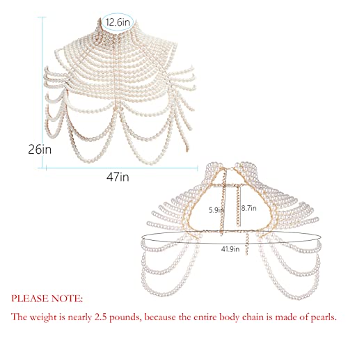 Pearl Body Chain Jewelry For Women - Fashion Handmade Pearl Body Chain Shoulder Necklace Bra (Style 1-White) #TOP3