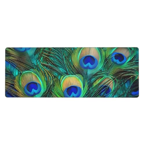Tapis de souris de jeu ethnique paon 80x30 cm avec base caoutchouc