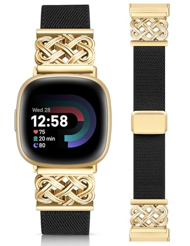 Minyee �}�O�l�b�g���X�g���b�`�o���h Fitbit Versa 4/3/Fitbit Sense 2/1 �E�H�b�`�o���h ���f�B�[�X �����Y �P���g�m�b�g �\�t�g�L�k���i�C�������n �h���b�V�[�ŃL���[�g�ȃX�g���b�v Versa 3 4 Sense 2