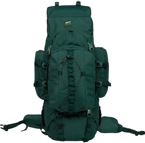 F Gear Levante 87L, Unisex Hiking Trekking Camping Travel Leisure Tourist Outdoor Rucksack|Fits 17" Lap|Detachble 11L Tiny Bag|Top Open Shoulder Bag|Shoe Pocket 2 Bottle Holder&Raincover Bag, Green