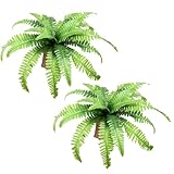 Boston For Fern - Pianta artificiale per giardino, portico e decorazione per interni, finta realistica per felci con diverse tonalità di verde, per casa e ufficio (2 pezzi)