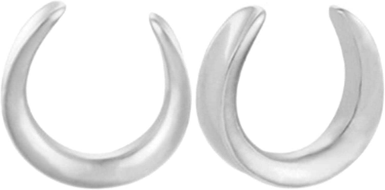 Aienid Ear Plugs 9/16 Gauges Stainless Steel Tunnel Set Silver Gauges Unique U Shape Gauges