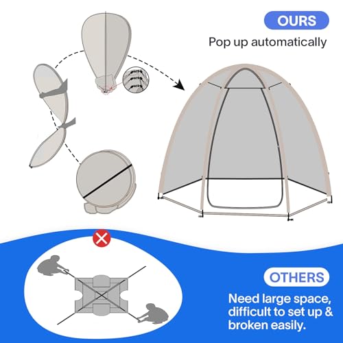 TopGold Bubble Tent Screen House Room Greenhouse Camping Tent Canopy gazebos 4-6 Person for patios Large Oversize Weatherproof pod pop up Tent, Cold Protection Beige 10’x10’