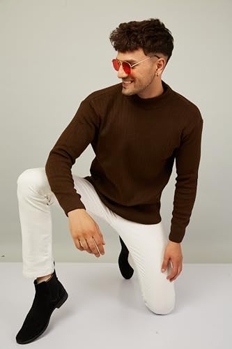 Image of Kvetoo Men High Neck Full Sleeve Winter Woolen Sweater