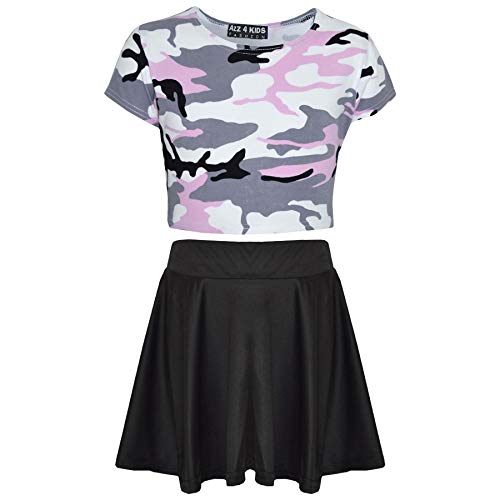 Survêtement Fille Camouflage avec Crop Top Legging et Veste pour le Sport et le Collège