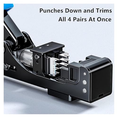 Image of XIKKART 90 RJ45 Keystone Jack Crimping Tool - Speed Termination Punch Down Tool for CAT5 CAT5e CAT6 CAT6A Ethernet Cable, Modular Keystone Jack Crimper for Patch Panels & Wall Plates (760B)