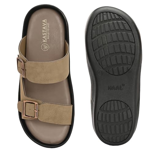 Image of KASTAVA KS 117 Comfortable Premium Synthetic Casual Sandals | Adjustable Buckle Closure | Lightweight Everyday Wear Sandals for Men