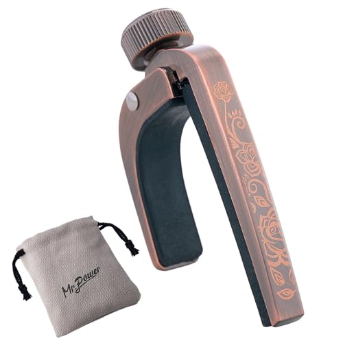 Mr.Power Portable Guitar Capo Flower Carved Pattern Capo Adjustable Tension for Beginner, Guitarist, Musical Instrument Player, Musicians, Lover,Husband, Friends(Purple Bronze)