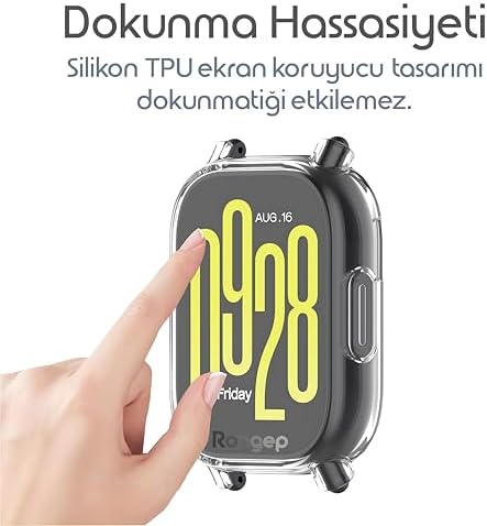 Rongep Xiaomi Redmi Watch 5 Active için 360° Kasa Koruyucu Yumuşak TPU Kılıf Dokunmatiği ve Görüntüyü Etkilemeyen Darbelere ve Çizilmeye Karşı Redmi Watch 5 Active Ekran Koruyucu Kılıf (Şeffaf) - Görsel 4