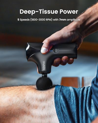 Image of RENPHO Mini Thermacool Massage Gun with Heat and Cold, Mothers Day Gifts, Professional Pocket-Sized Percussion Massager, Portable Deep Tissue Massager, Quiet Operation with Travel Carry Bag
