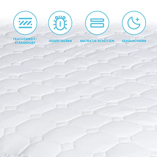 MUHOO Matratzenschoner 180x200cm Boxspringbett Mikrofaser Matratzenauflage,30℃ waschbar für Matratzen bis 30 cm auch für Wasser-Betten geeignet| mit 4 Eckgummis| Baumwolle - Polyester - Image 4