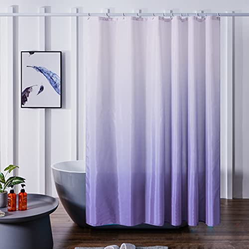 Scamzsure Cortina de Ducha 200 × 200 cm Antimoho Cortina de Baño Tela de Poliéster Impermeable Lavable Cortina Bañera Degradado Púrpura con 12 Ganchos a Prueba De Herrumbre Cover