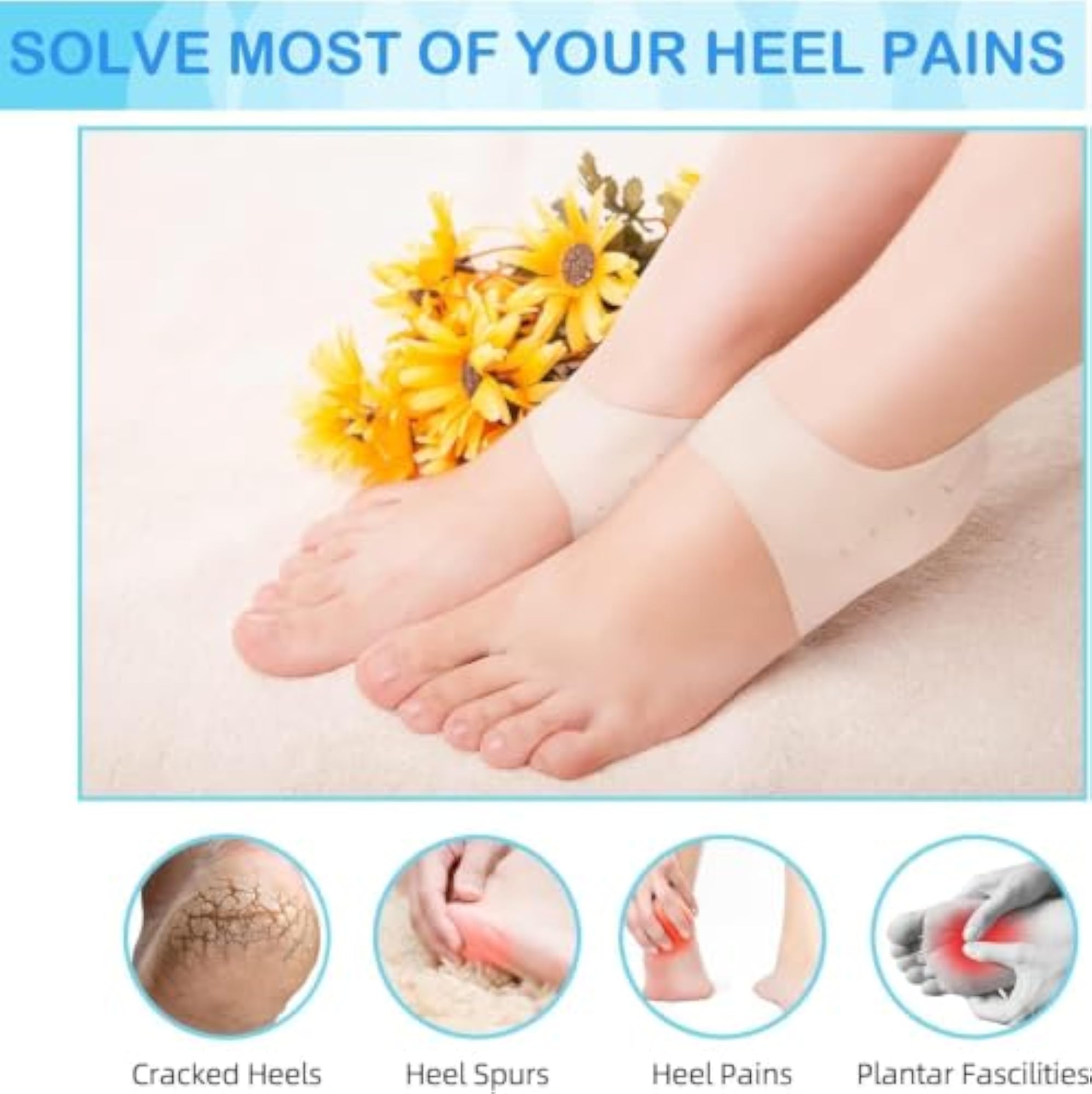 Silicone Gel Heel Pad Socks for Pain Relief