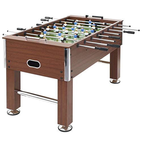 Festnight Kickertisch Spieletisch MDF und Stahl Tischkicker Tischfußball 140 x 74,5 x 87,5 cm Braun