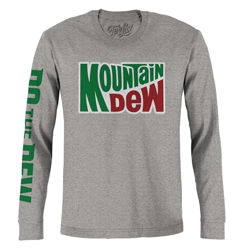 Tee Luv Men's Mountain Dew Long Sleeve Shirt - Do The Dew Soda Logo T-Shirt