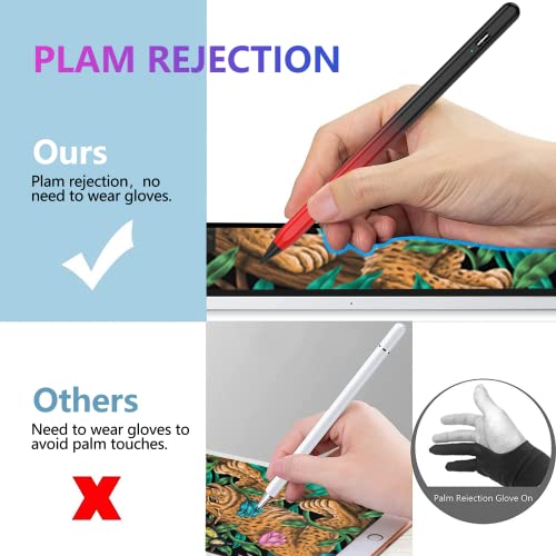 Image of Stylus Pen for iPad 2018-2023 with Palm Rejection, Active Pencil for iPad 10th /9th /8th /7th /6th Gen, for iPad Pro 11 /12.9 inch, for iPad Air 5th /4th /3th Gen, for iPad mini 6th /5th Gen (Black and Red)