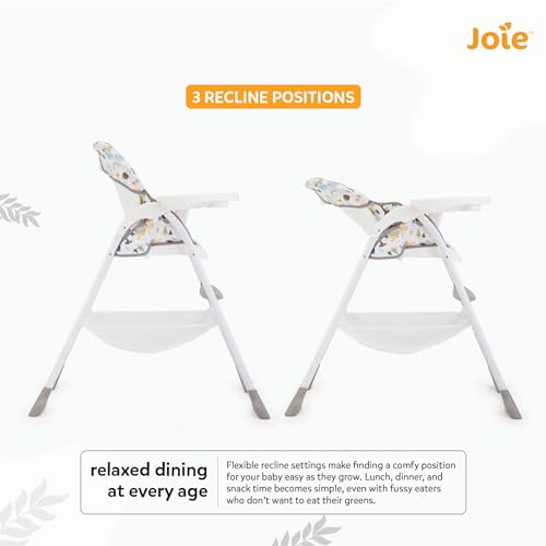 Image of Joie Mimzy Snacker High Chair for Baby - Feeding Chair with a One-Hand fold, 3-Position Seat Recline & 5-Point Harness System (6 Months to 15 kg) Alphabet