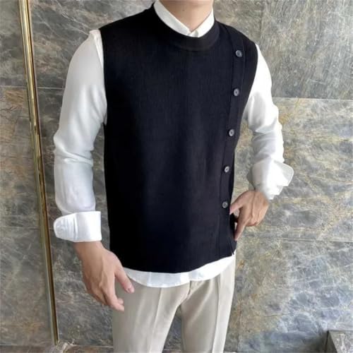Men's Knitted Sweater Vest Sleeveless Crewneck Business Casual Waistcoat Pullover Top3