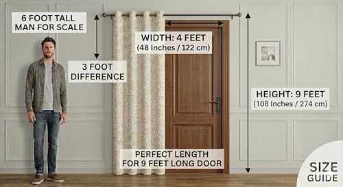 Image of Velvet Curtains 9 Feet Long | 48x108 Inch | 1 Panel Only | Velvet Blackout Parda for Big Long Door & Balcony | Grey Colour